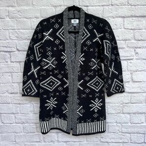 NWT Old Navy Patterned Open Front Cardi-Coat for Women XS Black White Print
